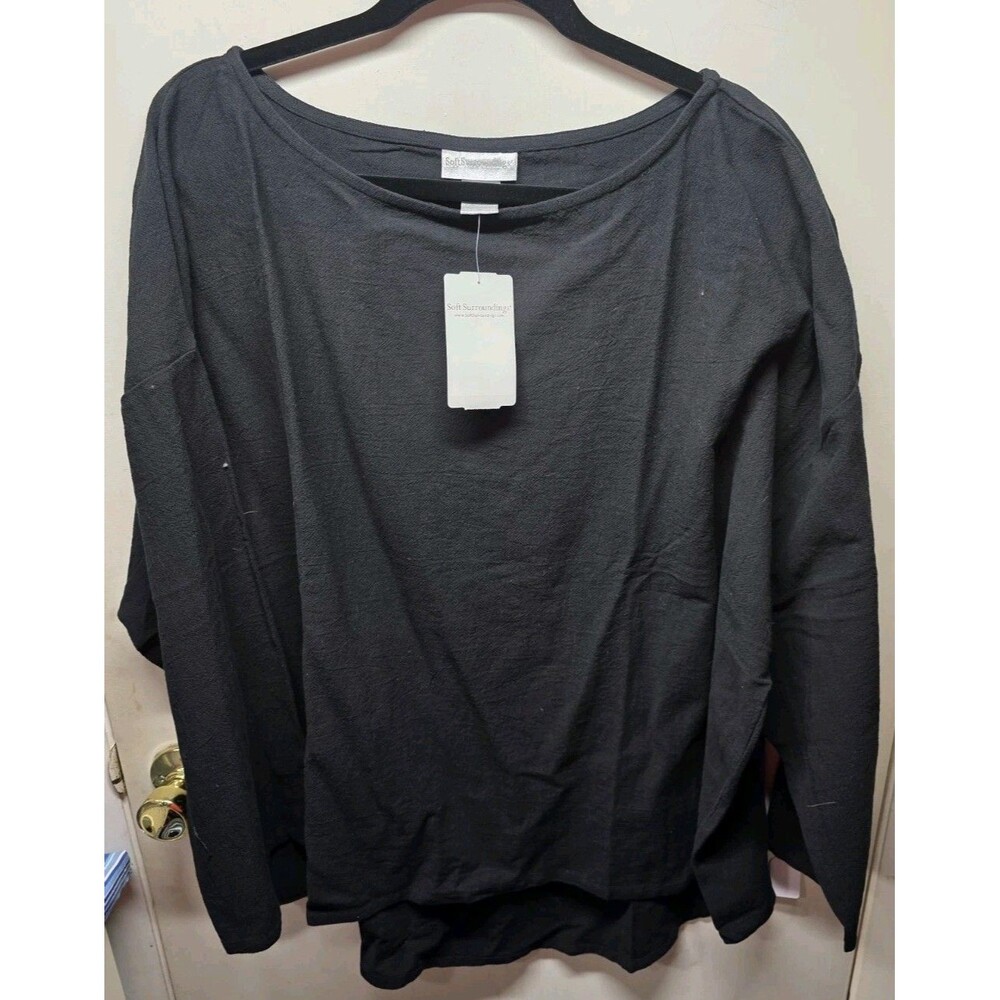 New Soft Surrounding Plus Size 3X Black Long Sleeve Top